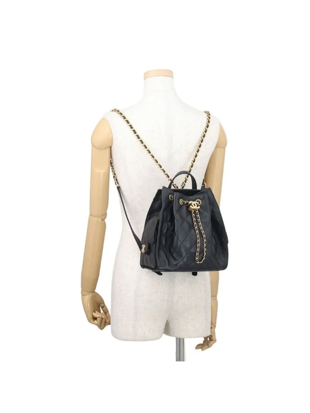 Chanel Backpack 25 Quilted CC Logo Caviar Leather